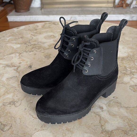 DAV Leeds Waterproof Velvet Lace Up Lug Sole Ankle Boots - Picture 4 of 10